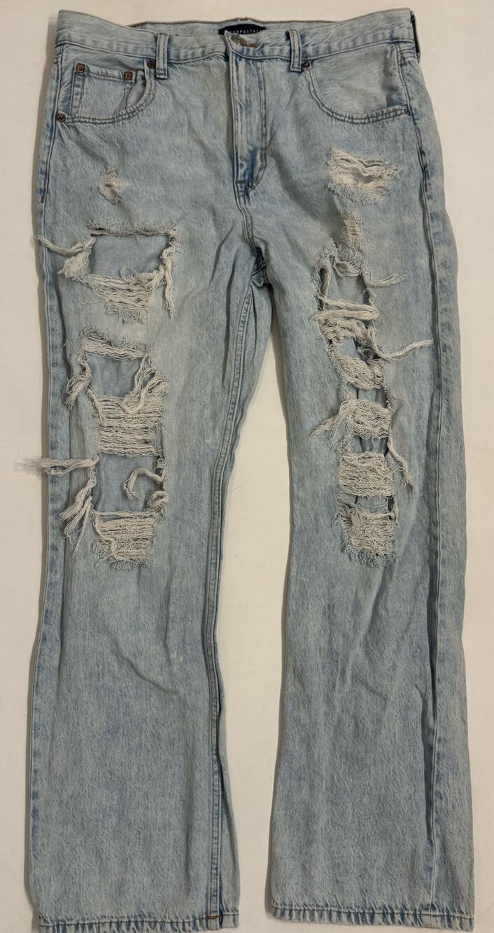 Aeropostale Women's 90s Baggy Jeans Size 14 Light Wash Distressed